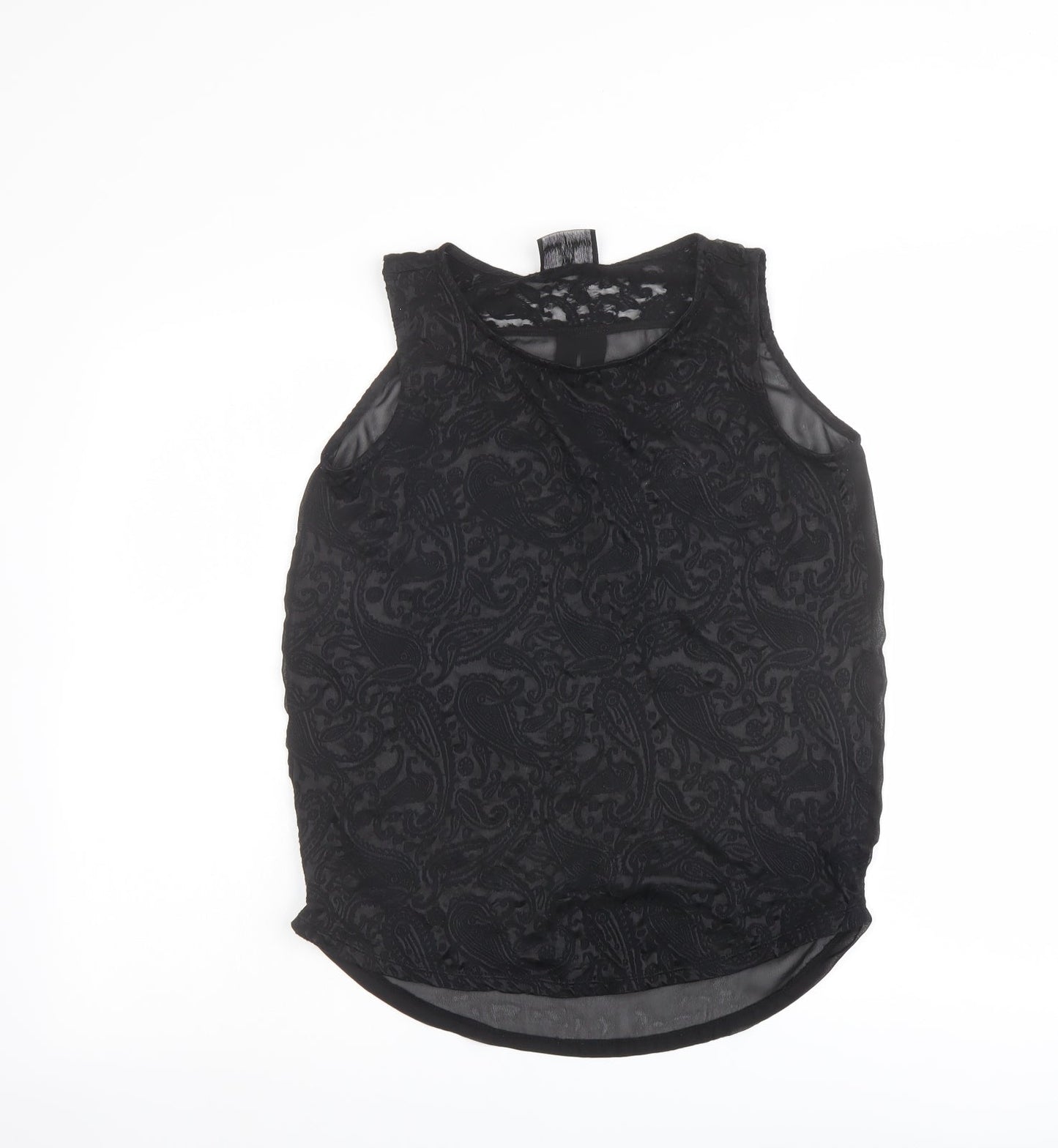 NEXT Womens Black Paisley Cotton Basic Tank Size 8 Round Neck