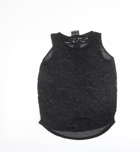 NEXT Womens Black Paisley Cotton Basic Tank Size 8 Round Neck