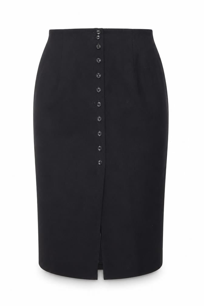 Marks & Spencer Womens Blue Polyester Straight & Pencil Skirt Size 12 Button