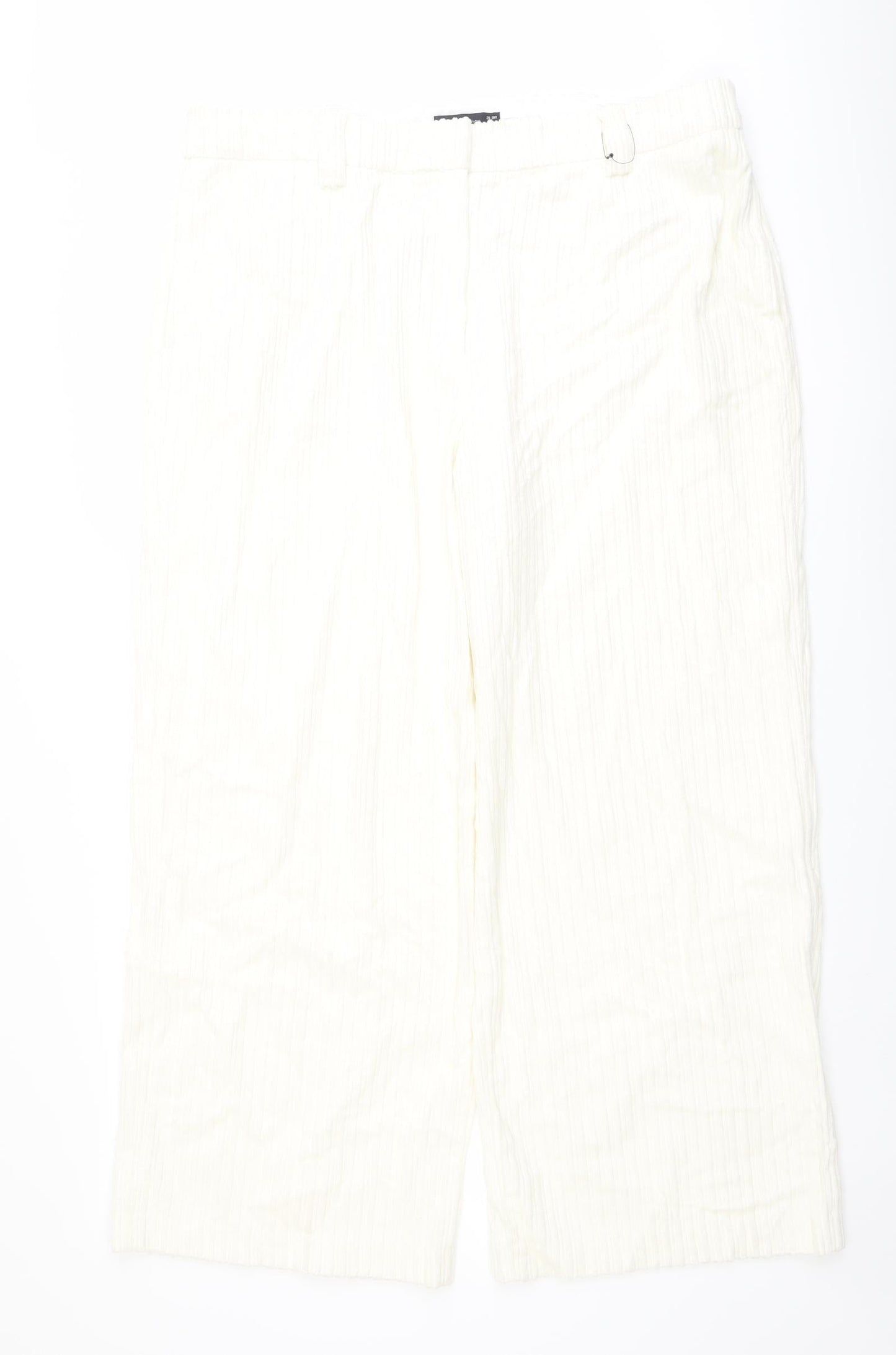 Marks and Spencer Womens Ivory Cotton Trousers Size 20 L21 in Regular Button
