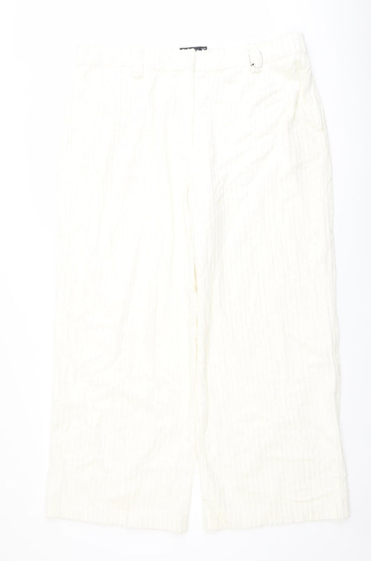 Marks and Spencer Womens Ivory Cotton Trousers Size 20 L21 in Regular Button