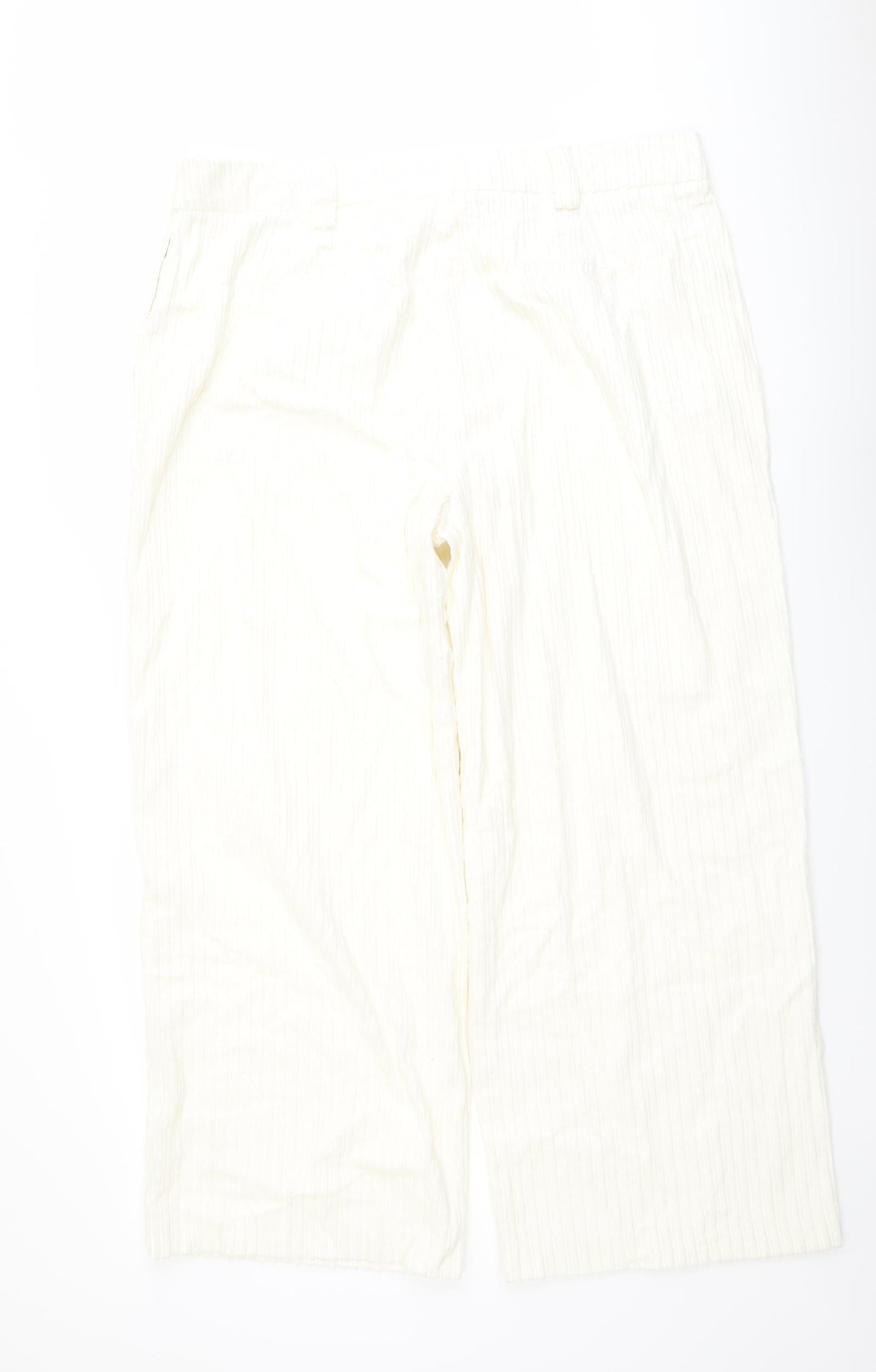 Marks and Spencer Womens Ivory Cotton Trousers Size 20 L21 in Regular Button