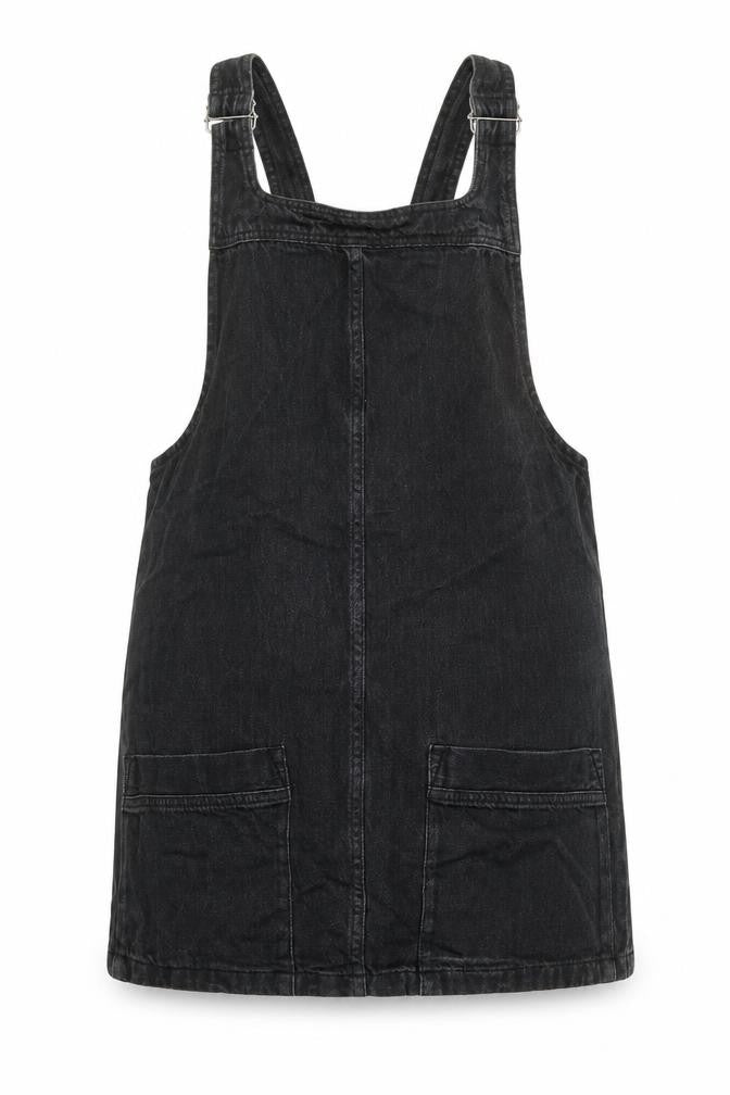 Topshop Womens Grey Cotton Pinafore/Dungaree Dress Size 12 Square Neck Pullover