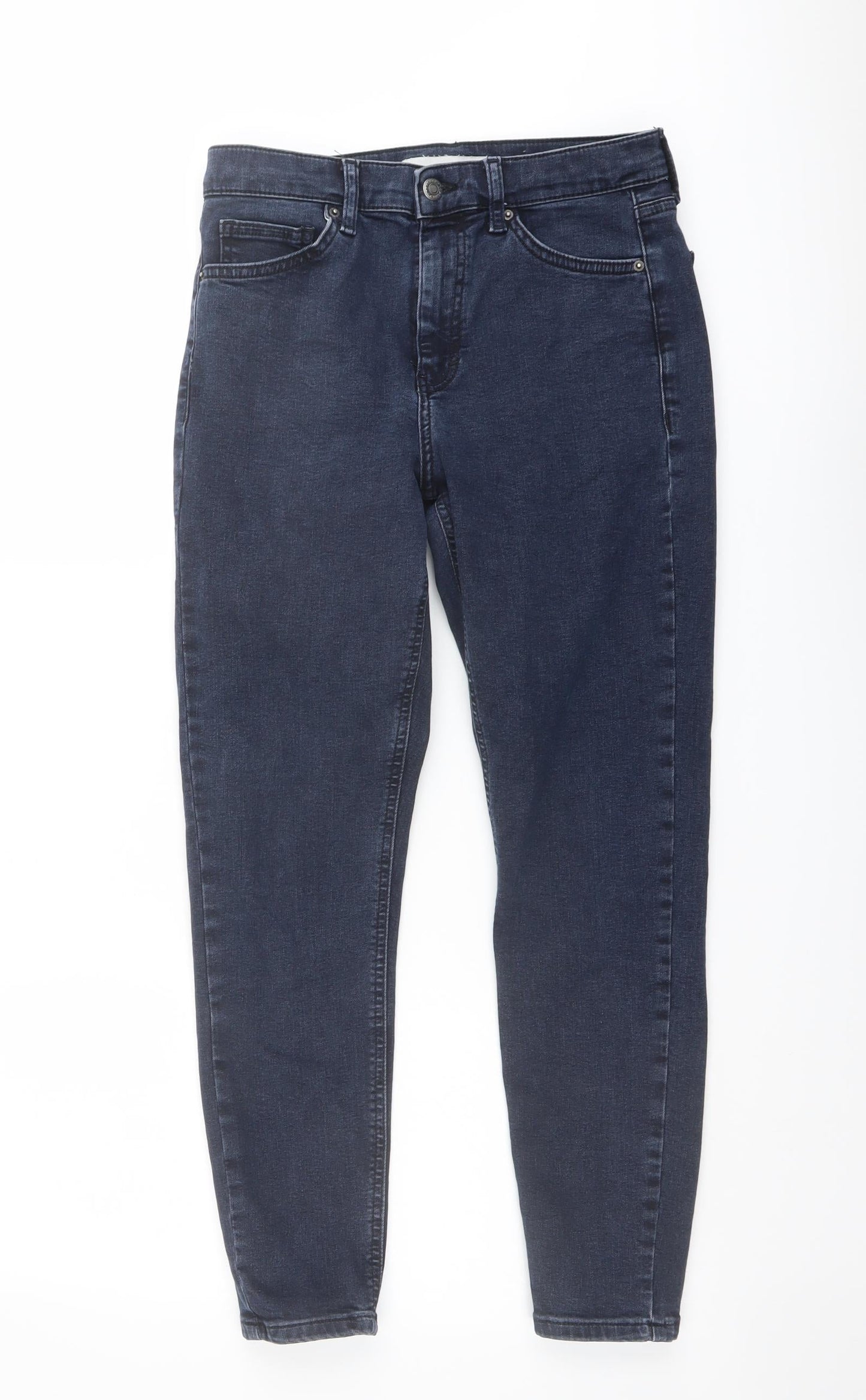 Topshop Womens Blue Cotton Skinny Jeans Size 28 in L25 in Regular Button