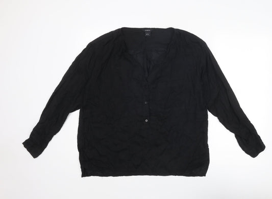Lindex Womens Black Lyocell Basic Blouse Size M V-Neck