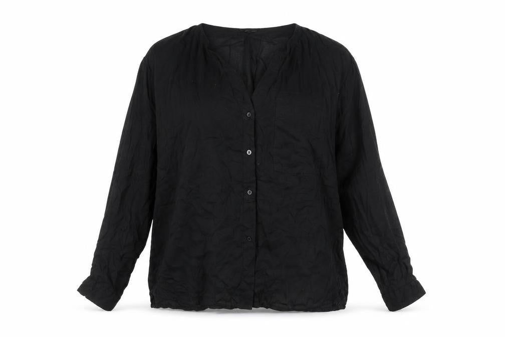Lindex Womens Black Lyocell Basic Blouse Size M V-Neck