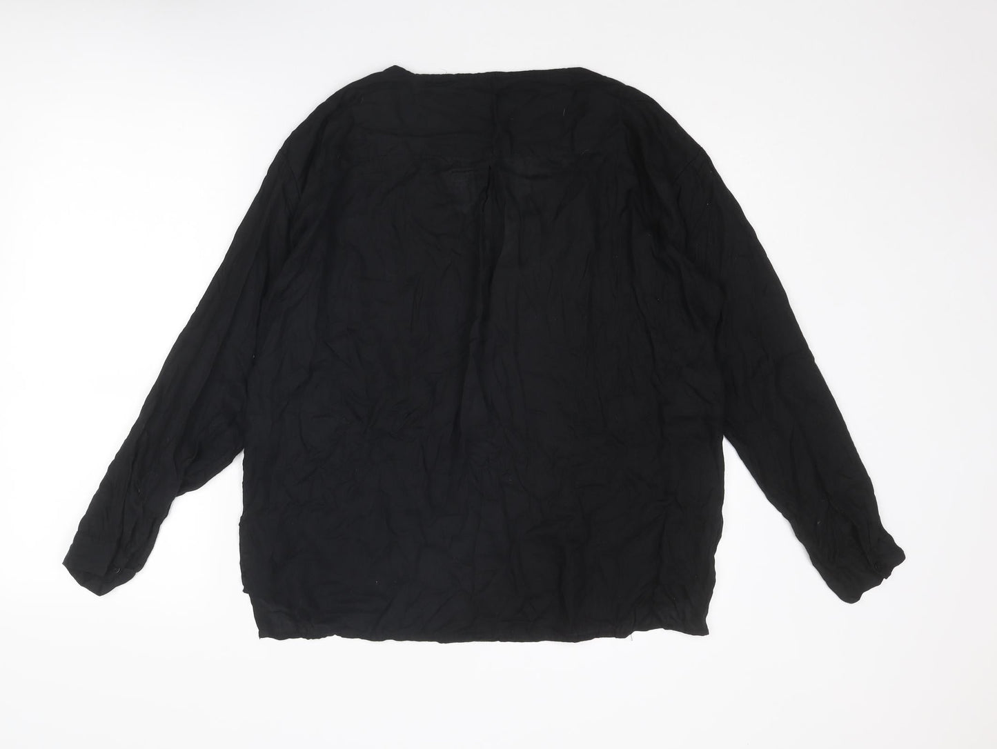 Lindex Womens Black Lyocell Basic Blouse Size M V-Neck