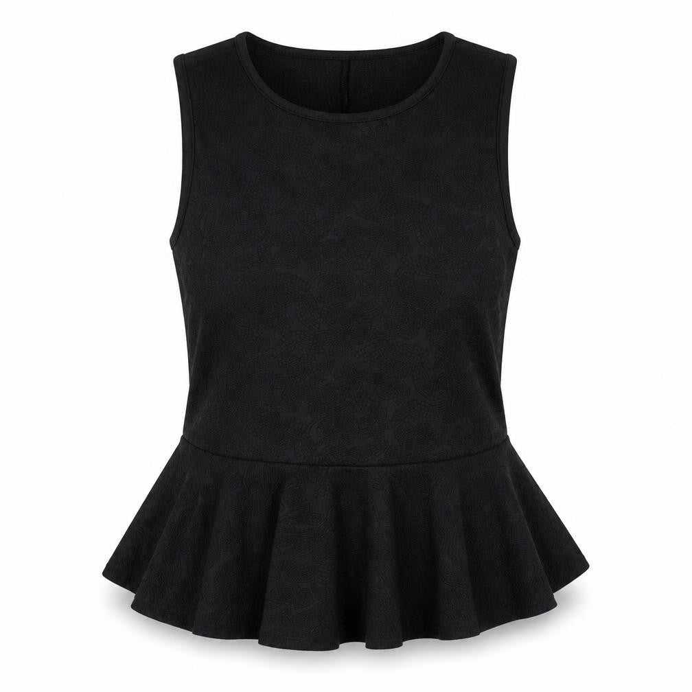 Topshop Womens Black Polyester Basic Tank Size 6 Round Neck