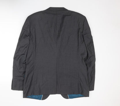 Next Mens Grey Striped Wool Jacket Suit Jacket Size 44 Regular