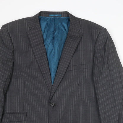 Next Mens Grey Striped Wool Jacket Suit Jacket Size 44 Regular