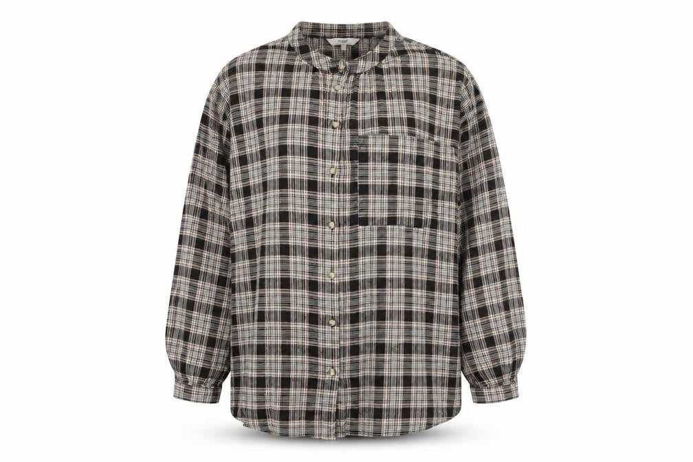 NEXT Womens Brown Plaid Viscose Basic Button-Up Size 12 Round Neck