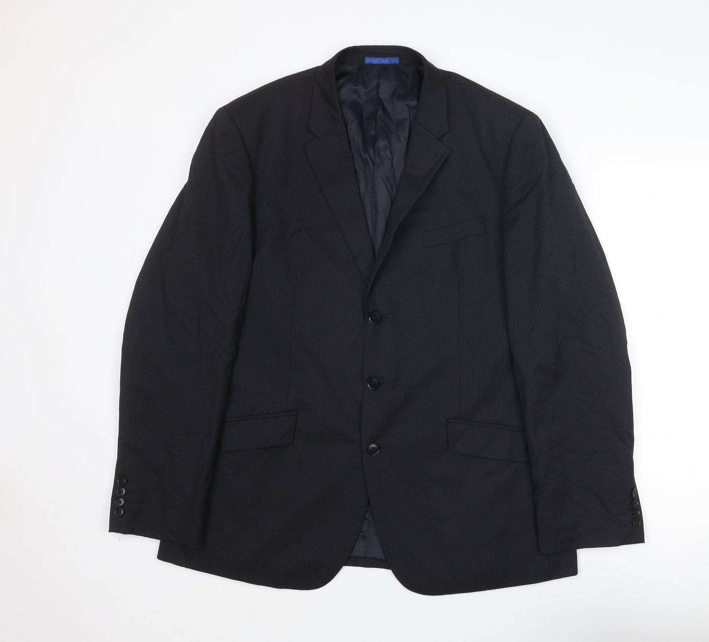 NEXT Mens Black Striped Wool Jacket Suit Jacket Size 44 Regular