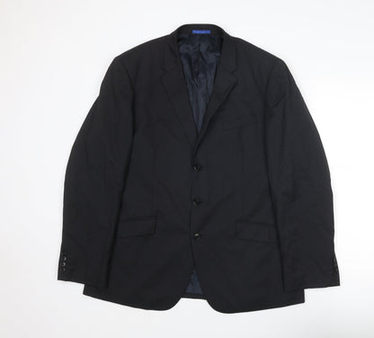Next Mens Black Striped Wool Jacket Suit Jacket Size 44 Regular