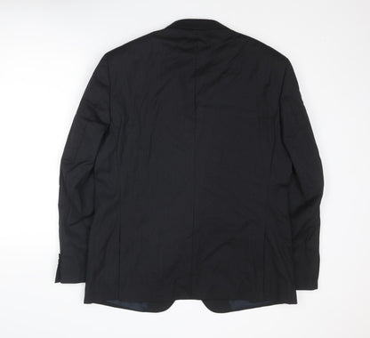 Next Mens Black Striped Wool Jacket Suit Jacket Size 44 Regular