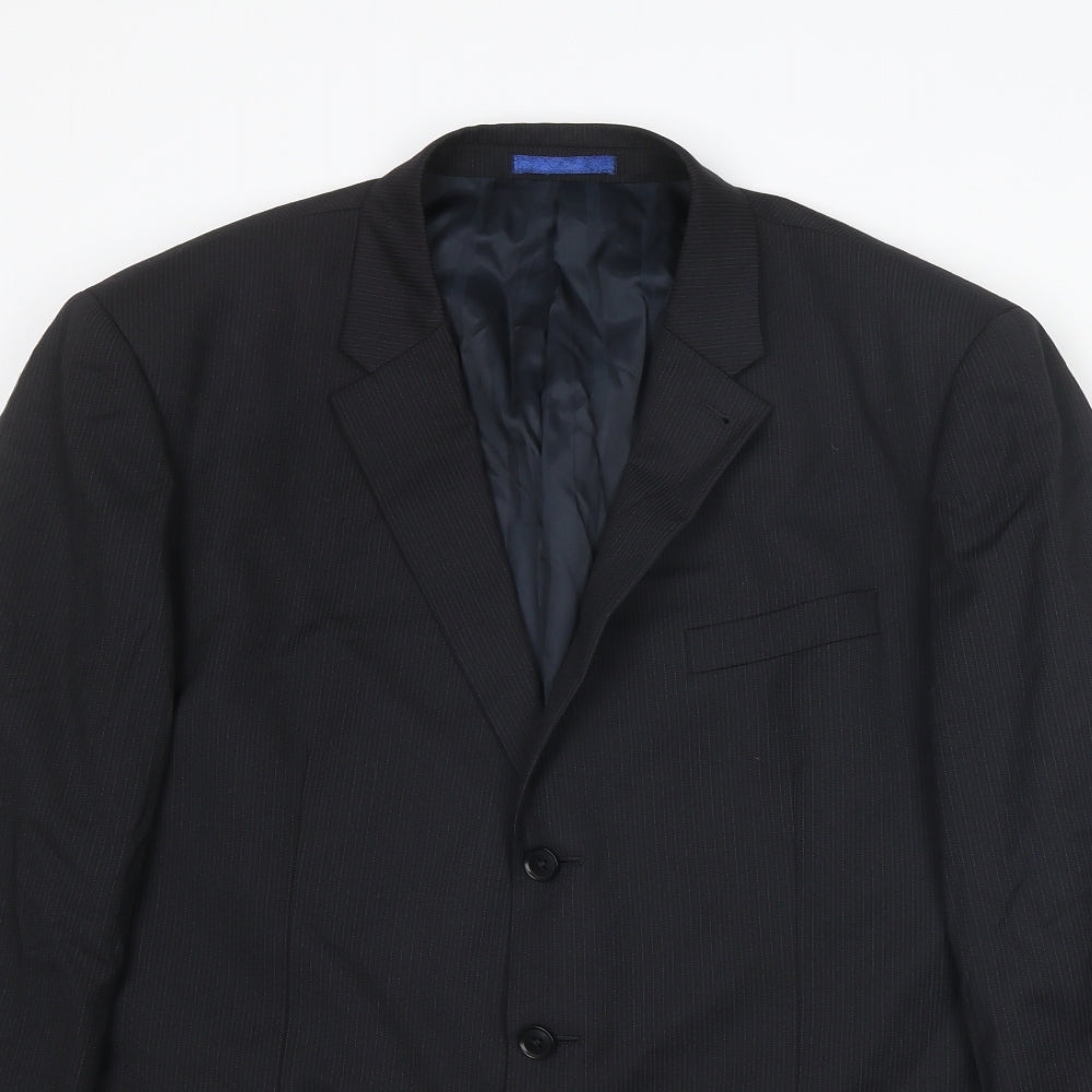 NEXT Mens Black Striped Wool Jacket Suit Jacket Size 44 Regular