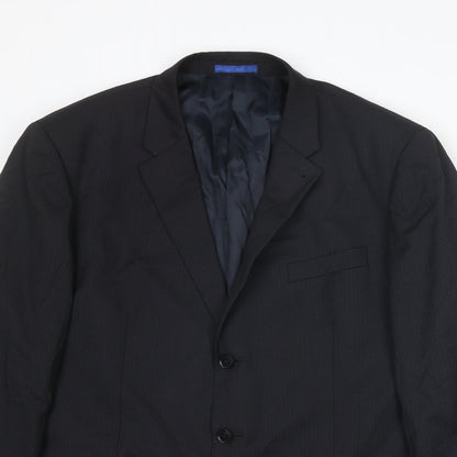 Next Mens Black Striped Wool Jacket Suit Jacket Size 44 Regular