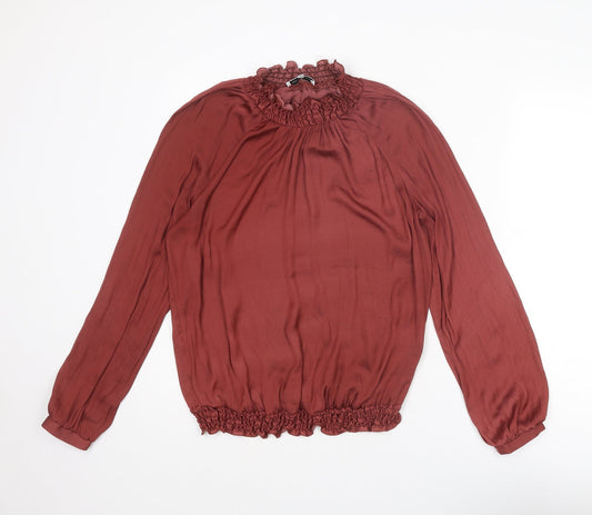 Second Female Womens Red Polyester Basic Blouse Size XS Mock Neck