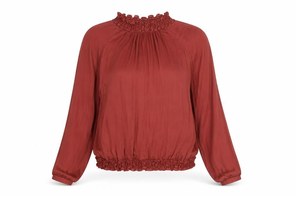 Second Female Womens Red Polyester Basic Blouse Size XS Mock Neck