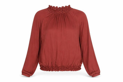 Second Female Womens Red Polyester Basic Blouse Size XS Mock Neck