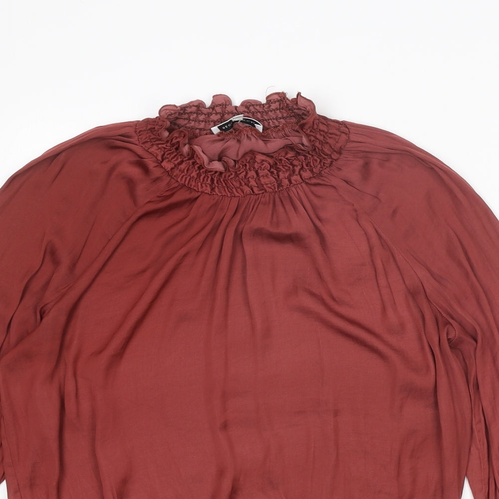 Second Female Womens Red Polyester Basic Blouse Size XS Mock Neck