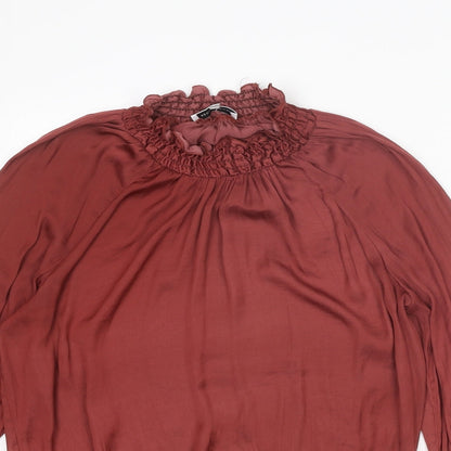 Second Female Womens Red Polyester Basic Blouse Size XS Mock Neck