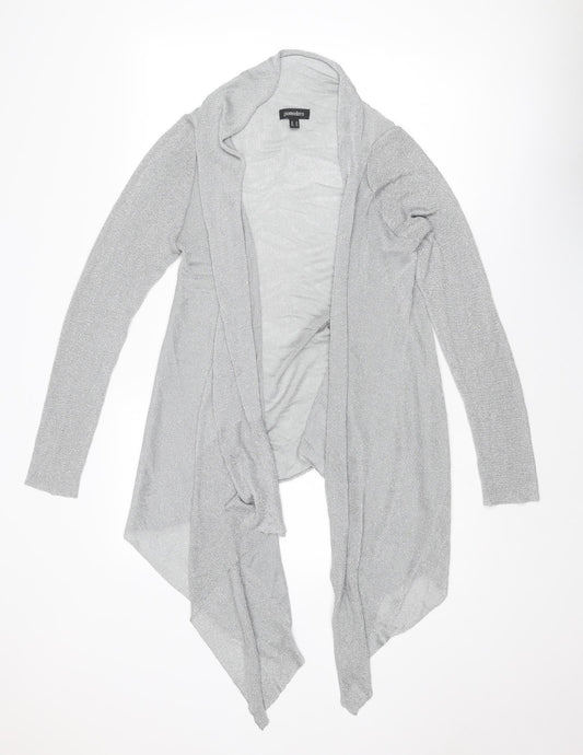 Pomodoro Womens Silver V-Neck Polyamide Cardigan Jumper Size 10 - Waterfall design