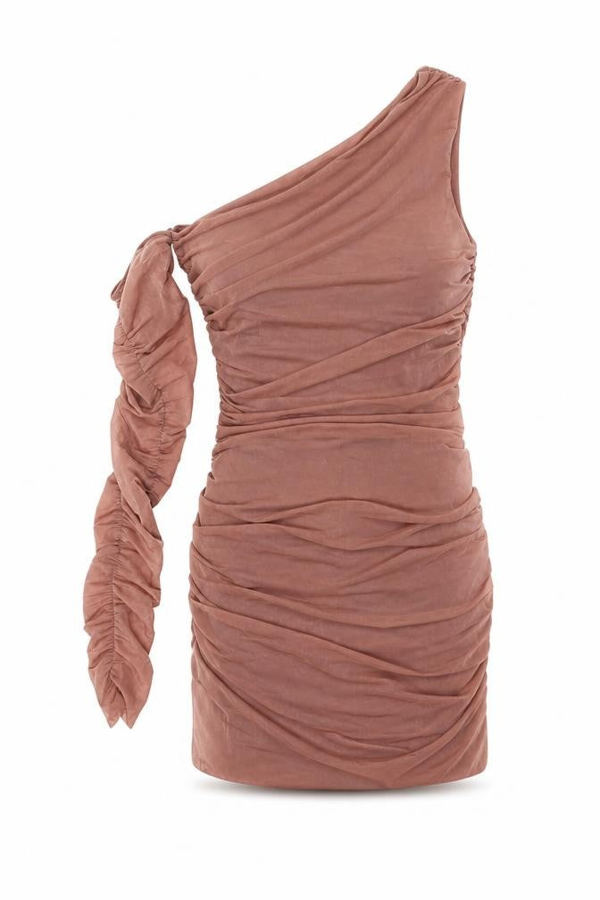 Zara Womens Brown Polyester Bodycon Size S Off the Shoulder Pullover - Asymmetric Neckline
