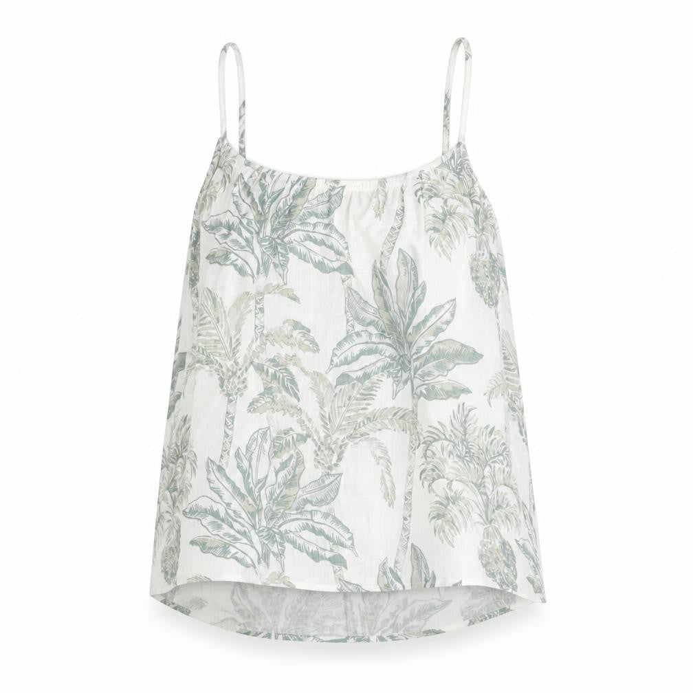 H&M Womens White Geometric Viscose Basic Tank Size M Round Neck