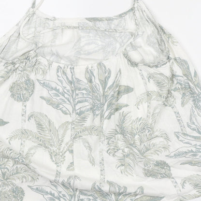 H&M Womens White Geometric Viscose Basic Tank Size M Round Neck