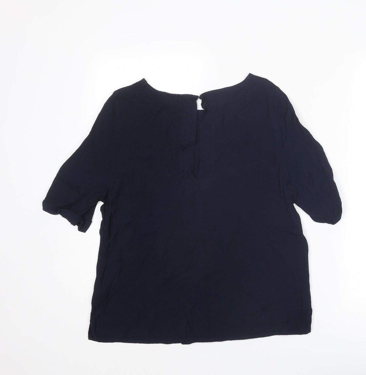 Monsoon Womens Blue Viscose Basic Blouse Size 10 Round Neck