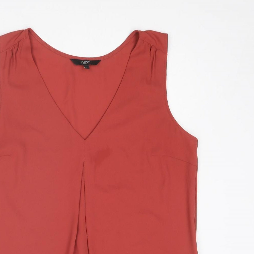 NEXT Womens Red Polyester Basic Tank Size 12 V-Neck