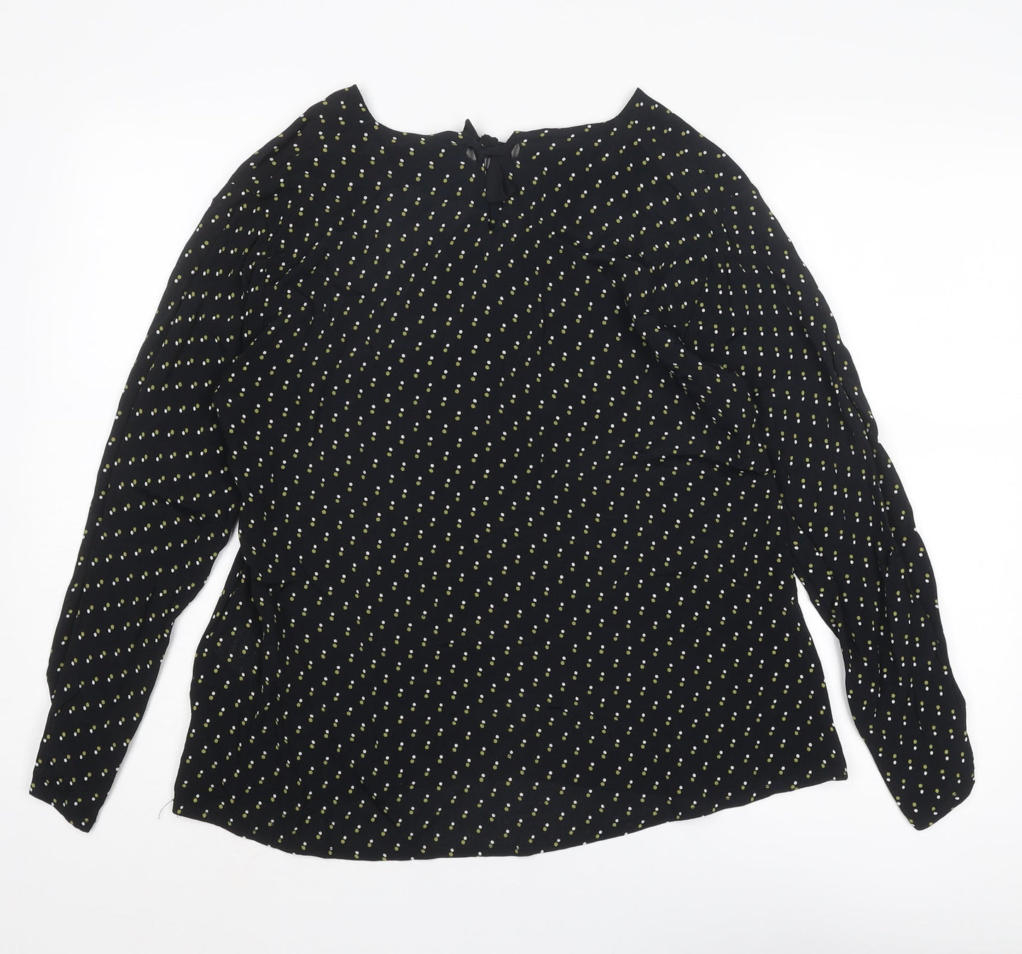 Masai Womens Black Geometric Viscose Basic Blouse Size M Boat Neck
