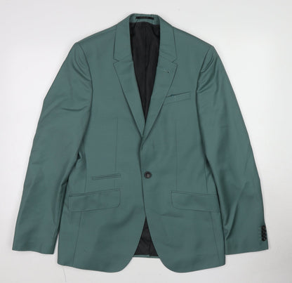 Additional front view of ASOS men’s blue wool jacket suit jacket, size 38, regular