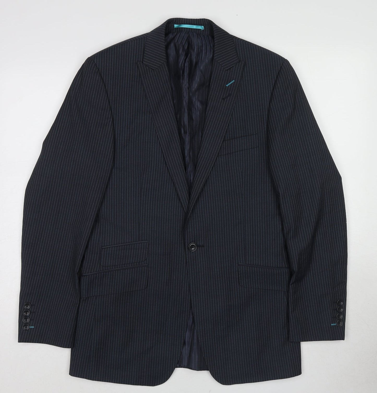 Urban Resistance Mens Blue Striped Polyester Jacket Suit Jacket Size 36 Regular