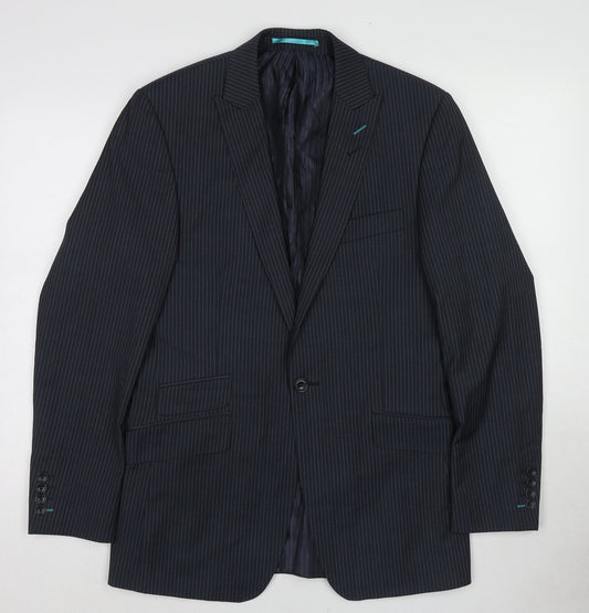 Urban Resistance Mens Blue Striped Polyester Jacket Suit Jacket Size 36 Regular