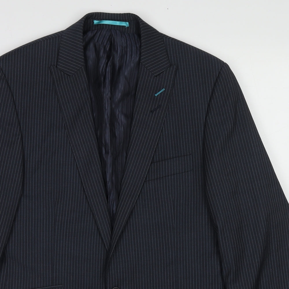 Urban Resistance Mens Blue Striped Polyester Jacket Suit Jacket Size 36 Regular