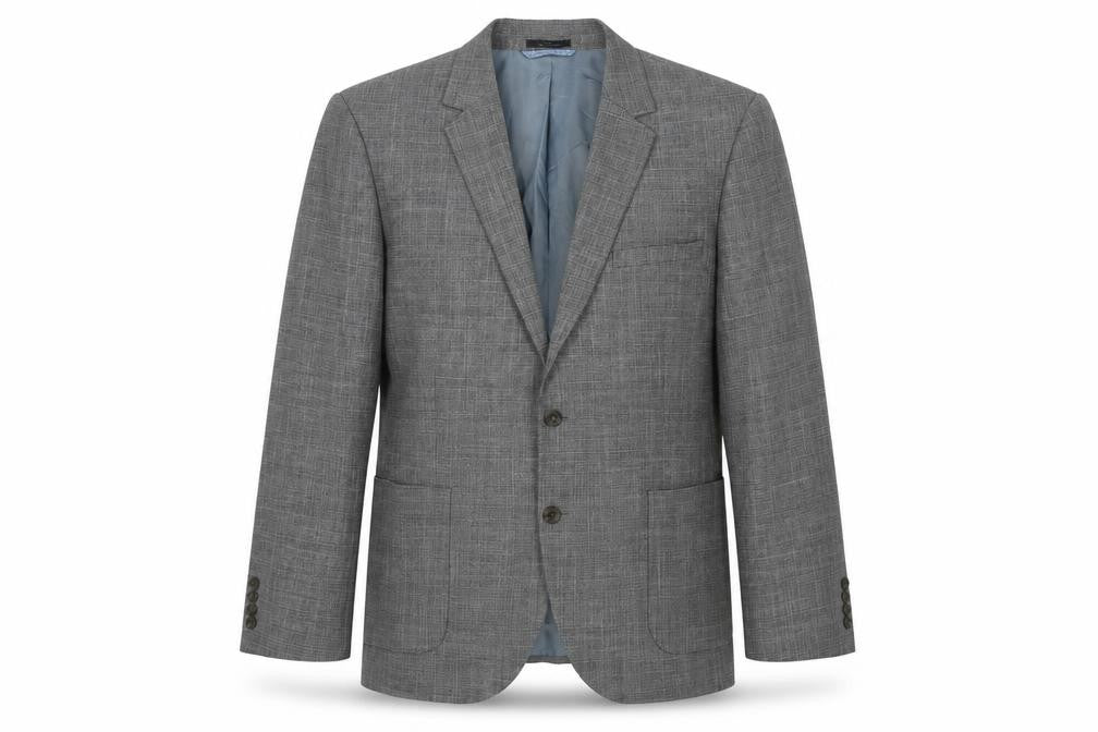 Marks & Spencer Mens Grey Plaid Polyester Jacket Suit Jacket Size 44 Regular