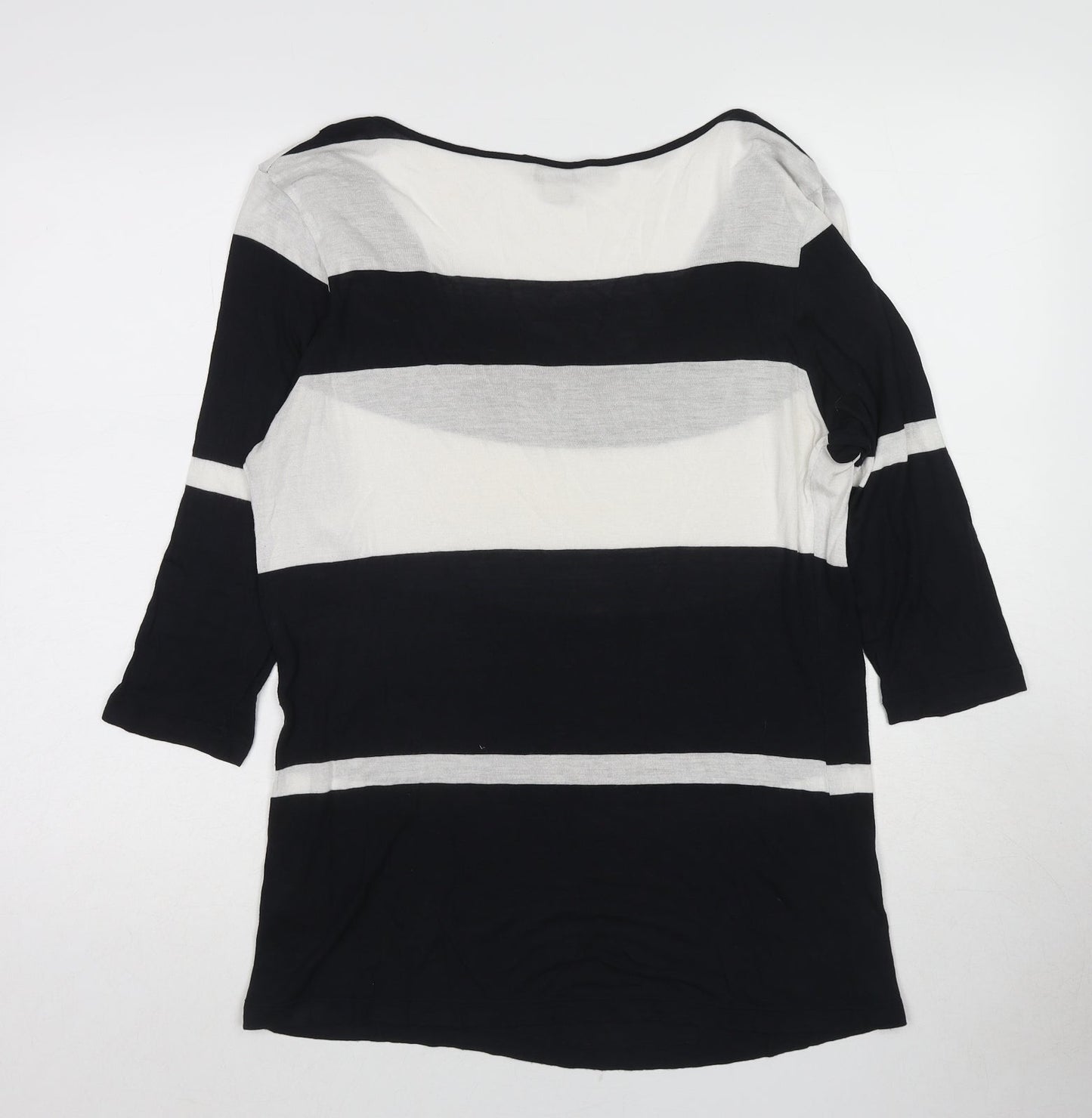 Monsoon Womens Blue Striped Viscose Basic Blouse Size 10 Cowl Neck