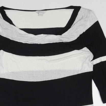 Monsoon Womens Blue Striped Viscose Basic Blouse Size 10 Cowl Neck