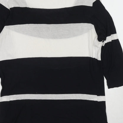 Monsoon Womens Blue Striped Viscose Basic Blouse Size 10 Cowl Neck