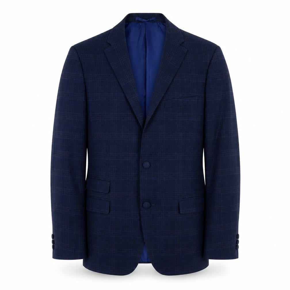 One Six 5ive Mens Blue Plaid Polyester Jacket Suit Jacket Size 36 Regular