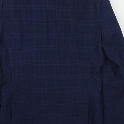 ONESIX5IVE5ive Mens Blue Plaid Polyester Jacket Suit Jacket Size 36 Regular