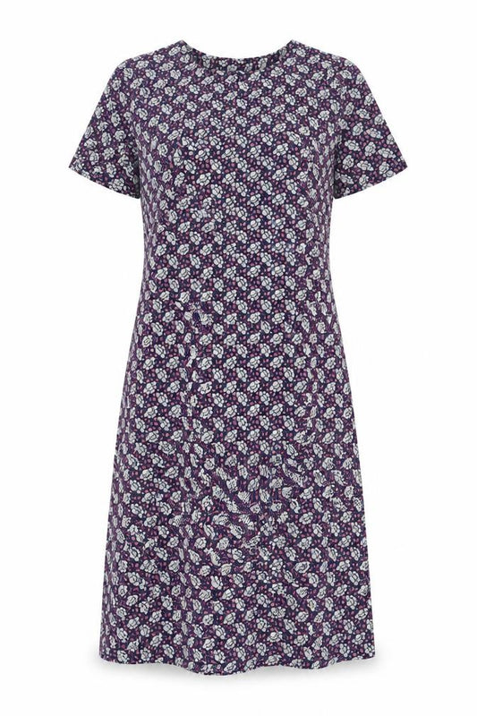 Marks and Spencer Womens Multicoloured Floral Viscose A-Line Size 10 Round Neck Button