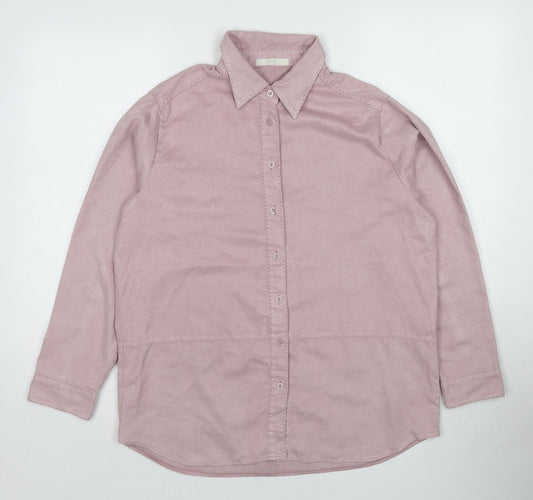 Marks and Spencer Womens Pink Polyester Basic Button-Up Size 12 Collared