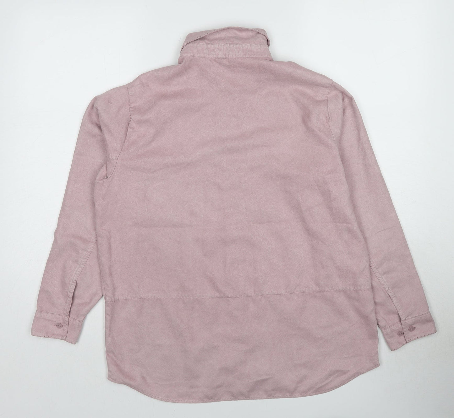 Marks and Spencer Womens Pink Polyester Basic Button-Up Size 12 Collared