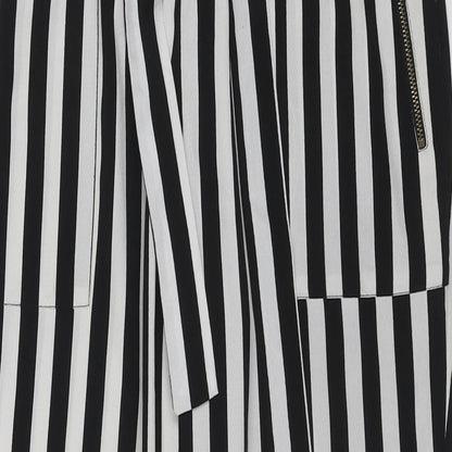 Vero Moda Womens Black Striped Polyester Trousers Size M L24 in Regular Tie