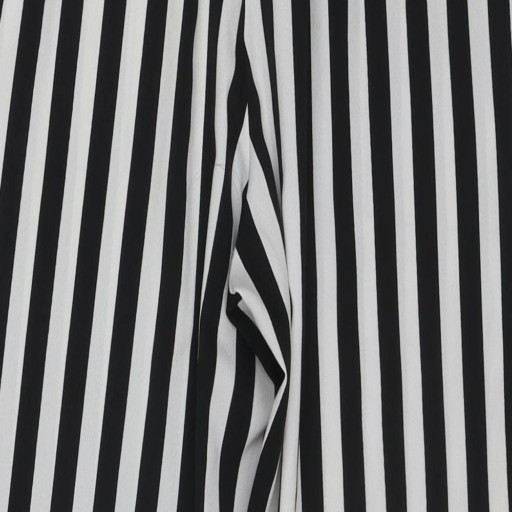 VERO MODA Womens Black Striped Polyester Trousers Size M L24 in Regular Tie