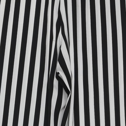 Vero Moda Womens Black Striped Polyester Trousers Size M L24 in Regular Tie