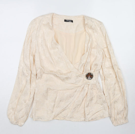 Fracomina Womens Ivory Viscose Basic Blouse Size S V-Neck