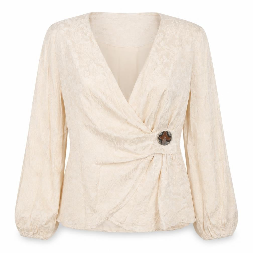 Fracomina Womens Ivory Viscose Basic Blouse Size S V-Neck